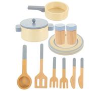 BESPORTBLE Ensemble Cuisine en Bois pour Garçon et Filles Accessoires Cuisine Jouets de Rôle Factice Bleue Cuci Jeu D’Imitation pour Développer la Motricité Fine Créativité des Tout-Petits