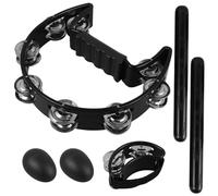 BESPORTBLE Ensemble D’Instruments de Percussion pour Garçon et Filles Tambourin à Main, Clochette au Pied, Œufs à Secouer et Baguettes Rythmiques Petits Accessoires de Musique