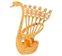 BESPORTBLE Ensemble de 7 Cuillères à Café à Base Cygne Dorée Support Métal Petites Cuillères à Dessert Perlées pour Café Thé et Fêtes Cuisine
