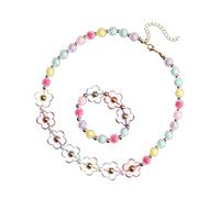 BESPORTBLE Ensemble de Bijoux pour Filles 2Pcs Collier de Perles et Bracelet Accessoires de Décoration pour Garçon et Filles Couleurs Délicates et Sécurisés Fêtes