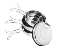 BESPORTBLE Ensemble de Casseroles de Camping en Acier Inoxydable 304 Pliable 4 Pièces, Kit Cuisine Portable, Poêle et Casserole Multifonction, pour Randonnée et Activités en Plein Air