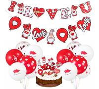 BESPORTBLE Ensemble de Décorations Saint-Valentin Ballons et Bannière Kit Complet pour Décoration Romantique de Chambre Motifs Éclatants Présent Couple Facile à Installer Usage Fête et