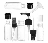 BESPORTBLE Ensemble de Flacons Cosmétiques Rechargeables 6 Pièces en Plastique Noir, Flacons Pulvérisateurs et Distributeurs de Lotion pour Maquillage et Soins, Kit de Voyage Pratique