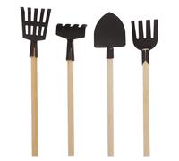 BESPORTBLE Ensemble de Jardinage Mini 4 Pièces - Mini Râteau Pelle et Fourche en Plastique Solide - Outils de Ferme pour Maison de Poupée Jouets de Jardinage pour Garçon et Filles -