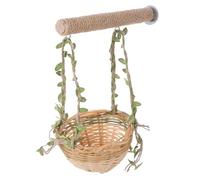 BESPORTBLE Ensemble De Jeux pour Oiseaux Balançoire pour Perroquet Nid en Jonc De Mer Et Perchoir en Bois