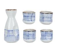 BESPORTBLE Ensemble de Service à Saké Japonerie en Céramique Blanche 1 Carafe 4 Petites Coupes Peintes à la Main Design Simple et Lisse pour Dégustation et Décoration Intérieure