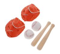 BESPORTBLE Ensemble Mini Jouets de Baseball pour Maison de Poupée Battes en Bois et Balles en Cuir PU, Accessoires Décoratifs Sportifs Créatifs pour Présents de Vacances