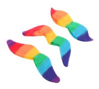 BESPORTBLE Ensemble Moustaches Colorées Autocollantes, Accessoires de Déguisement Clown, 3 Pièces en Matériau Doux, Fête D'anniversaire et Bal Masqué, Moustaches Fantaisie Arc-en-ciel,