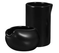 BESPORTBLE Ensemble Pot à Lait en Céramique Noir Mat 1 Pièce Cuillère Ronde Saucière Polyvalente pour Café Miel Sauces et Petit-Déjeuner Taille pour Service et Conservation