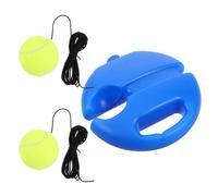 BESPORTBLE Entraîneur de Tennis Portable avec Base Ronde Bleue, 2 Balles de Rebond Cordées Élastiques, Équipement D'entraînement Solo pour Garçon et Filles et Adultes, Usage Jardin et Court