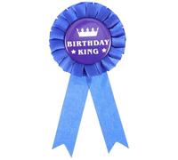 BESPORTBLE Épingle d'Anniversaire Homme Bleu et Or Badge Décoratif Birthday King Broche Fête Réutilisable Insigne pour Célébration Masculine Accessoire Présent d'Anniversaire Élégant