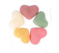 BESPORTBLE Éponge visage exfoliante 5pcs en forme de cœur, contrôle de l'excès de sébum, nettoyage doux, pour utilisation quotidienne et peau normale