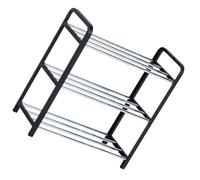 BESPORTBLE Étagère à Chaussures à 3 Niveaux, Rangement Multifonction en Acier et Polypropylène, Compact et Stable, Organisateur de Chaussures pour Maison et Entrée, Support Pratique pour 9