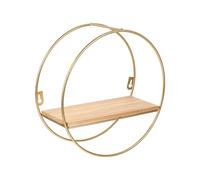 BESPORTBLE Étagère Murale Ronde en Fer Forgé Doré Style Nordique Étagère Flottante Géométrique Structure Bois Grosse Taille Décoration Murale pour Salon et Bureau