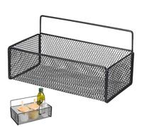 BESPORTBLE Étagère Murale Simple en Fer Forgé Noire Panier de Rangement Mural sans Perçage Support Compact pour Salle de Bain la Cuisine et Chambre Crochet Décoratif Multifonction