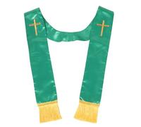 BESPORTBLE Étole de Clergé Brodée avec Croix, Châle de Mariage Vert 135 Cm avec Franges, Accessoire Réversible pour Pasteurs Hommes et Femmes, Cérémonie Religieuse et Robe de Prêtre