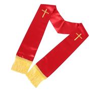 BESPORTBLE Étole de Clergé Brodée d'une Croix avec Pompons, Châle Unisexe Rouge 135 Cm, Étole Traditionnelle pour Mariage et Cérémonie Religieuse, Accessoire Prêtres et Pasteurs Confortable