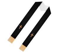 BESPORTBLE Étole de Prêtre Brodée Double Face 135 CM Châle de Mariage Réversible Noir et Blanc Pompons Croisés Accessoire Sacré pour Cérémonie Religieuse et Tenue Cérémonie Mariage