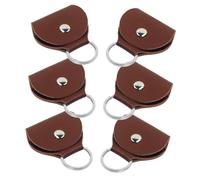 BESPORTBLE Étui à Médiators en Cuir PU Marron, Porte-clés Pratique, Lot De 6 Pièces, Pochette De Rangement Compacte Et Légère pour Guitare, Voyage Et Utilisation Extérieure