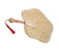 BESPORTBLE Éventail à Main en Paille de Blé Naturel, Ventilateur D’été Tissé de Cœur, Décoratif et Portable pour Maison et Extérieur, Ventilateur Créatif en Pu pour Rafraîchissement