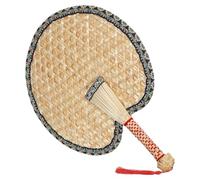 BESPORTBLE Éventail à Main Tressé en Paille de Blé Beige, Ventilateur de Style Rustique Chinois Léger et Réutilisable, Adapté aux Mariages d'Été et Voyages