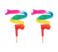 BESPORTBLE Éventail de Danse du Ventre en Soie 120 CM Dégradé Arc-en-Ciel 5 Couleurs Paire 2 Pcs avec Manche en Bambou Voile Fluide pour Spectacles Orientaux Festivals et Entraînements