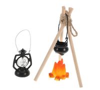 BESPORTBLE Feux De Camp Miniatures Modèle Décoratif Accessoires De Mini Flamme Miniature pour Maison De Poupée Kit De Camping Ornements De Photographie Scènes De Camping Marmite Suspendue