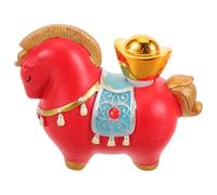 BESPORTBLE Figurine Artisanale en Résine de Cheval du Zodiaque Chinois Rouge Mobile Sculpture Feng Shui Décorative de Bureau Statue Miniature pour Table et Collection Symbole de