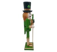 BESPORTBLE Figurine Casse-Noisette Irlandaise 38 Cm - Décoration Trèfle Saint-Patrick - Figurine de Soldat Casse-Noisette Verte - Ornement en Bois