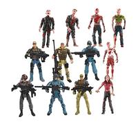 BESPORTBLE Figurine d'action 12Pcs Jouet Éducatif pour Garçon et Filles Modèle de Soldat de 10Cm Flexible et Articulé Scène de Guerre Zombies Jeux Imaginatifs Ensemble Complet de Figurines