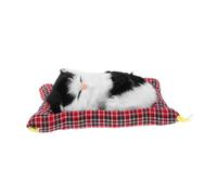 BESPORTBLE Figurine De Chat Réaliste Interactif pour Décoration Intérieure, Mini Peluche Chaton Noir Et Blanc avec Coussin Tissu, Présent Créatif pour Chambre Ou Bureau