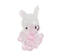 BESPORTBLE Figurine de Lapin Miniature en Verre Transparent Tenant des Fleurs, Décoration de Table Printanière, Petite Statuette Artisanale 63x21x43 Mm, Objet de Collection Léger pour Maison