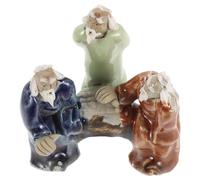 BESPORTBLE Figurine en Céramique 3 Sages Chinois Miniature 1 Pouce Couleur Rouge Pastèque pour Bonsaï, Décoration Traditionnelle de Jardin de Rocaille, Statue Décorative pour Terrarium