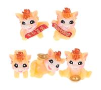 BESPORTBLE Figurines Miniatures de Cheval Décorations Nouvel an Chinois Lot de 5 en Résine Orange Apportant Chance et Prospérité pour Bureaux et Paysages