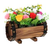 BESPORTBLE Fleurs Artificielles Pot en Bois Carbonisé Décoration Mariage et Intérieur Fleurs Artificielles Multicolores Pot en Bois Rustique Décor Balcon et Jardin Bouquet Simulation