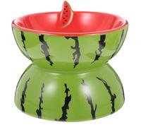 BESPORTBLE Gamelle pour Chat en Céramique, Bol Surélevé à Bord Incliné Vert | Usage Quotidien pour Chien et Chat, Facile à Nettoyer, Résistant à L’usure, Style à Motifs Adorables