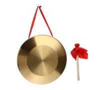 BESPORTBLE Gong Chinois Portable à Main avec Marteau - Instrument de Percussion en Cuivre Doré 15 Cm - Petit Gong pour Garçon et Filles, Fournitures Scolaires et Initiation Musicale
