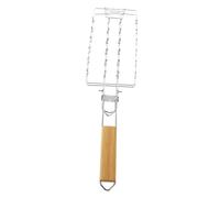 BESPORTBLE Grille à Griller Saucisses Et Poisson avec Manche en Bois pour Barbecue en Plein Air Pliable en Acier Inoxydable 304, Panier De Cuisson Portable pour Camping Et Jardin