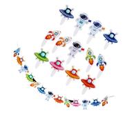 BESPORTBLE Guirlande Spatiale Astronautes 27 Pièces - Bannière Suspendue et 26 Cake Toppers Astronautes pour Décoration Fête Anniversaire Garçon et Filles, Thème Espace, Accessoires