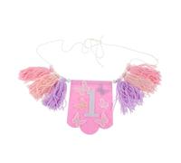 BESPORTBLE Guirlandes Décoratives, Bannière pour Chaise Haute du 1er Anniversaire, Panneau Suspendu à Pompons, Tissu Non Tissé et Perles en Bois, pour Shower et Photographie