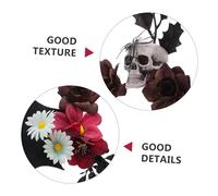 BESPORTBLE Halloween Headband For Women Day Of The Dead Mexican Flower Skull Design With Bat Wings Comfortable Fabric Hair Hoop For Cosplay Masquerade And Themed Parties