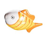 BESPORTBLE Hand-Painted Ceramic Floating Fish Figurines Realistic Striped Aquarium Decorations for Fish Tank and Fairy Garden