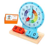 BESPORTBLE Horloge Bois Éducative pour Garçon Fille Jeu De Reconnaissance Apprentissage des Couleurs pour Garçons Et Filles Jouet Didactique Bois pour Éveil Cognitif