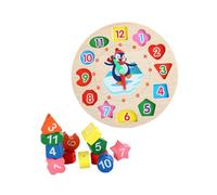 BESPORTBLE Horloge Bois Éducative pour Garçon Fille Pédagogique Dapprentissage Stimulation Cognitive et Coordination Main Réveil Pédagogique Sécurisé pour Éveil Précoce