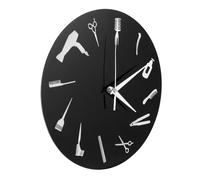 BESPORTBLE Horloge Murale Décorative en Acrylique Noire pour Salon de Coiffure et Beauté Mécanisme Silencieux sans Pile Décoration Murale Élégante pour Salon Professionnel et Intérieur
