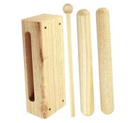 BESPORTBLE Instrument de Percussion Bois de Hêtre Bloc Rythmique Carré avec Maillets Musical Éducatif Sécurisé et Set Compact pour Initiation Musicale