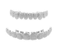 BESPORTBLE Jeu de Calottes Dentaires Hip-Hop 10 Dents Argentées Scintillantes Calottes Dentaires Bling-Bling pour Hommes et Femmes Accessoire Complet pour Cosplay Soirées et Costume