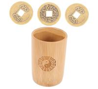 BESPORTBLE Jeu De Divination en Bambou Pièces De Cuivre pour Pratique Feng Shui, Mini Pot Bamboo pour Apprentissage Yi Jing, Accessoire Spirituel Traditionnel, Présent pour Amateurs D’Art Divinatoire