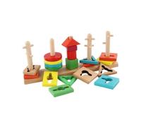 BESPORTBLE Jeu Éducatif Bois pour Garçon Fille Blocs Géométriques Colorés Montessori Sensoriel pour Développement Cognitif et Reconnaissance des Couleurs Améliore Motricité et Créativité