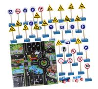 BESPORTBLE Jeu Éducatif Panneau Circulation Bois pour Garçon Fille Panneaux Signalisation Voitures et Carte Construction Magnétique Garçon Fille Apprentissage Sécurité Routière Stimulation